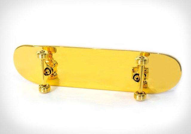 A Fully Funcitonal, Gold-Plated Skateboard A Fully Funcitonal, Gold-Plated Skateboard